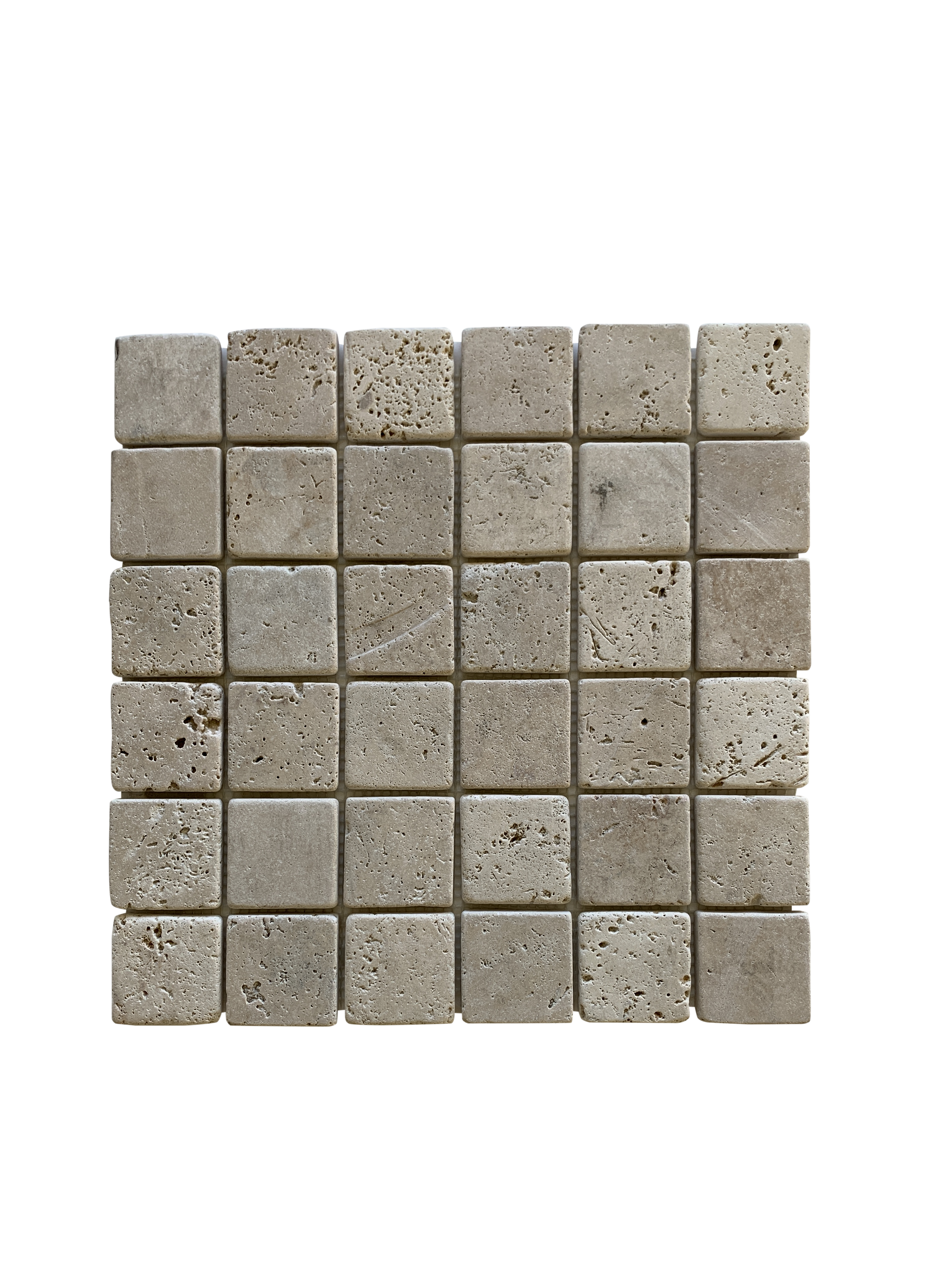 LIGHT TRAVERTINE MOSAIC TUMBLED SQUARE 2